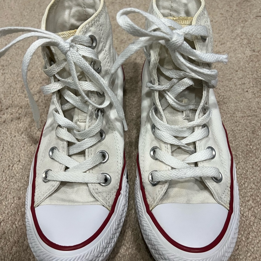 Converse Off-White Sneakers with Red Trim